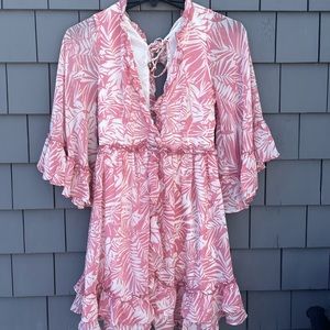 Pink Floral Ruffle Dress